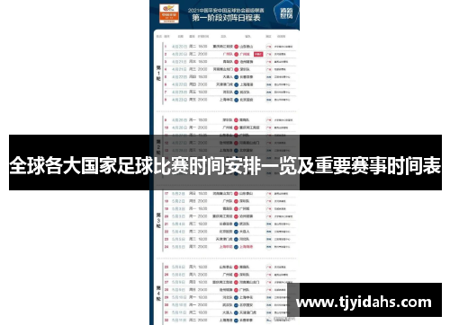 全球各大国家足球比赛时间安排一览及重要赛事时间表
